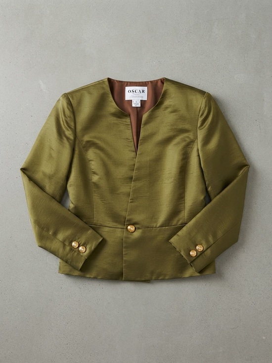Oscar de la Renta Jackets & Blazers - Vintage Oscar de la Renta Olive Green 100% Silk Jacket